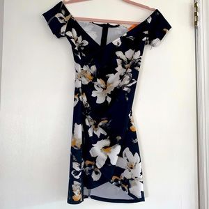 Black floral mini dress